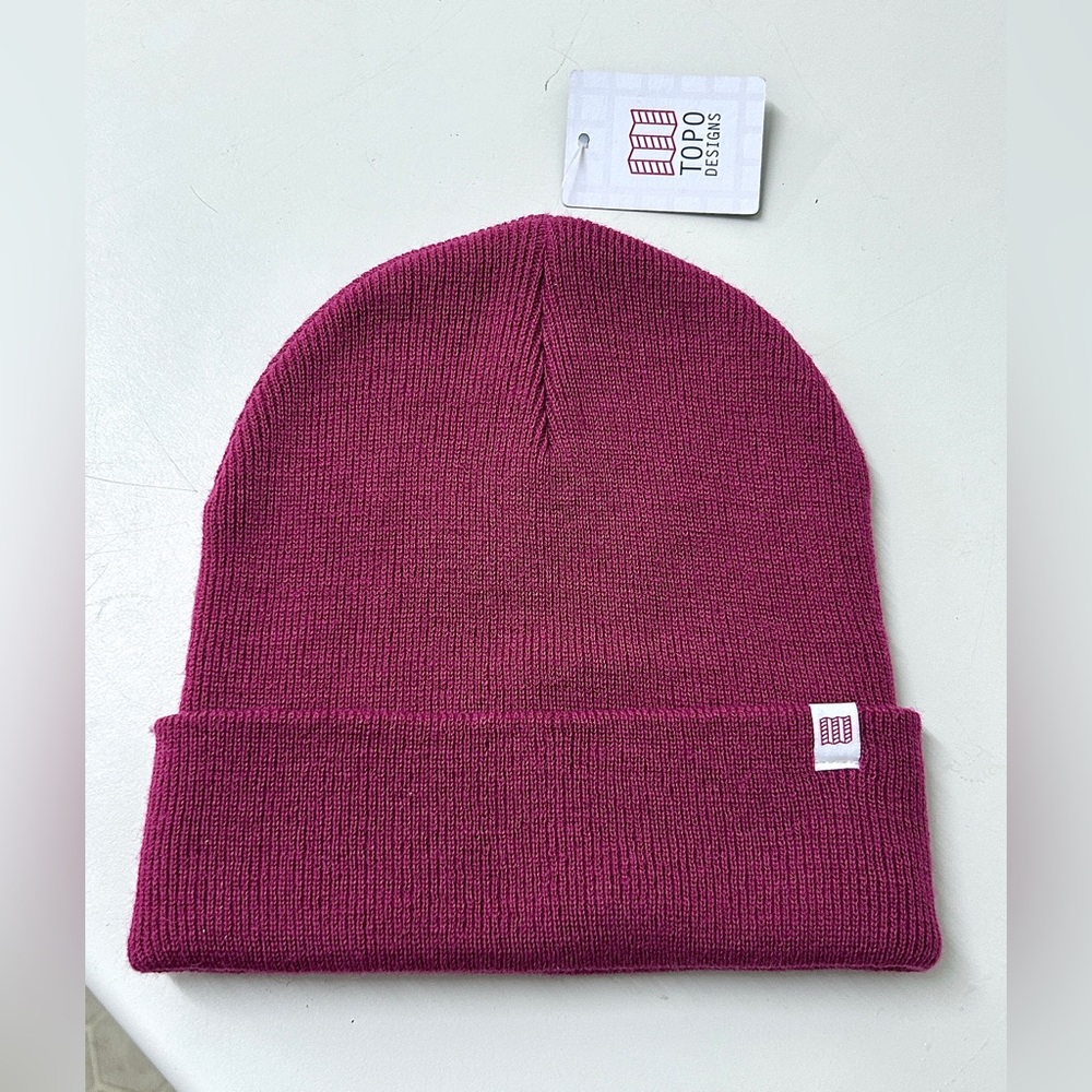 Unisex Adult Topo Designs Damson Wine Wool Blend One Size Beanie Cap Hat